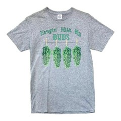 Hangin’ With My Buds Weed Harvest Marijuana Plants Funny T-shirt Size Small Gray