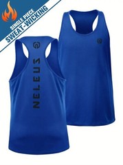 NELEUS ‘Dry Fit Logo Muscle’ Mesh Tank Top Men’s M Gym Workout Exercise Blue NEW