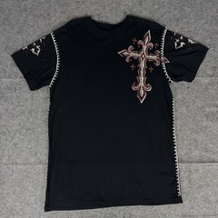 Raw State Shirt Knit Double Sided Size XL Cross Grunge Cyber Graphic Print Y2K