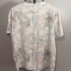 VRST Mens Large Floral Abstract Pocket T-Shirt Grey Pink Short Sleeve Crewneck