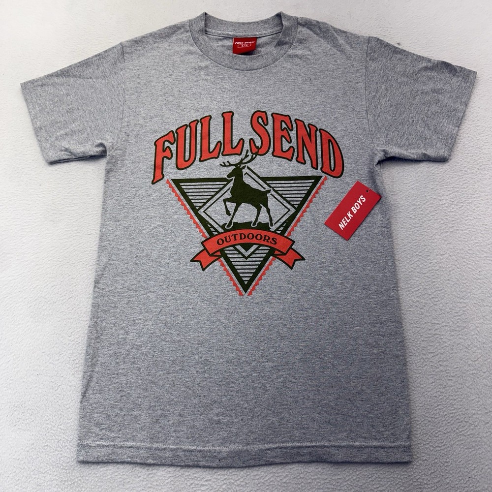 Full Send Shirt Mens Small Gray Outdoors Deer Graphic Tee Hunting NWT