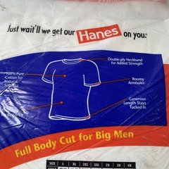 Vintage 1997 Hanes Big Men’s Crewneck T-Shirts Pre-Shrunk Cotton Big & Tall 3X