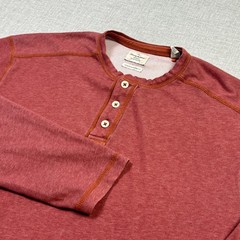 Tommy Bahama Shirt Mens XLT Red Long Sleeve Henley Contrasting Trim Button