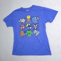 Marvel Blue Crewneck T Shirt Adult Large Blue Super Hero Solid Graphic PHOTOS