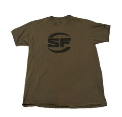SUREFIRE BUTTON LOGO MILITARY GREEN SHIRT 100% COTTON SIZE LARGE