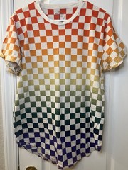 Hollister Rainbow Checkerboard Crewneck T-Shirt Multicolor Medium