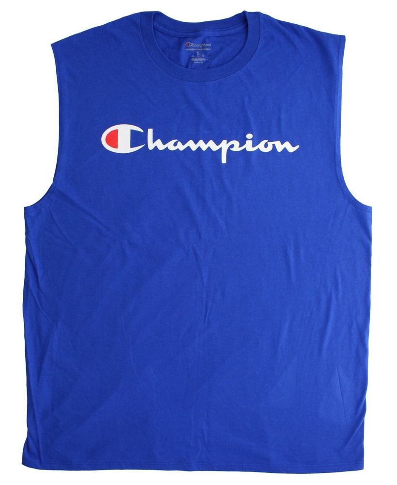 Champion Men’s Muscle Tee Shirt Athletic Classic Jersey T-Shirt Script Logo
