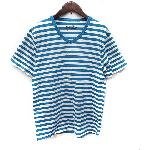 Journal Standard Tshirt Cut and Sew Border Short Sleeve L Blue White /YI Men’s