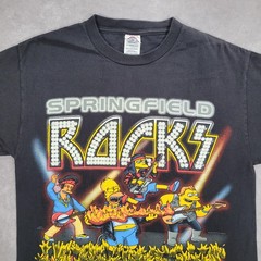 Vintage Simpsons Shirt Mens Medium Black Delta Pro Weight Springfield Rocks 00s