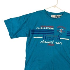 Vintage 1989 Pierre Cardin Regatta Graphic Race Blue T-Shirt Men’s L Made in USA