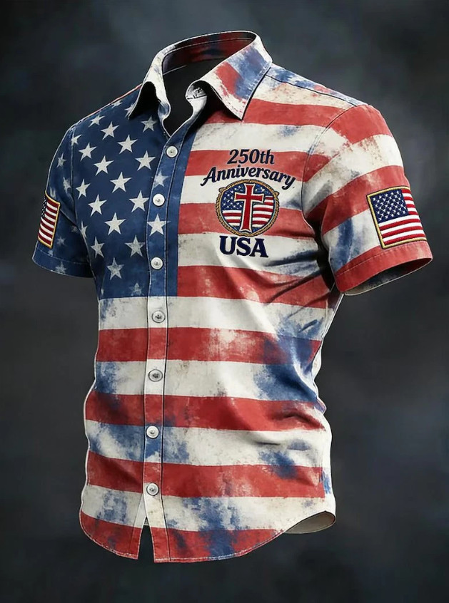 250th Anniversary USA Flag Patriotic Hawaiian Shirt 1776-2026 Fourth Of July