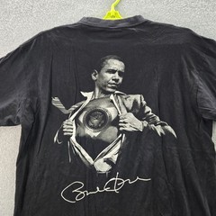 VINTAGE Barrack Obama Men Shirt 2XL Black Y2K Basketball Parody Hip Hop Tee