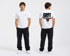 NOVRIK Goat Ronaldo 7 Graphic T-Shirt White Cotton Tee Front & Back Print Unisex