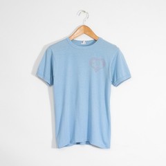 Vintage 80s Heart Ringer T Shirt Small – Single Stitch Distressed Name Text Blue