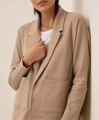 Pact Women’s Airplane Relaxed Blazer XX-Small Sesame Heather Top Outerwear