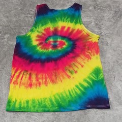 Colortone Men’s Multicolor Tie Dye Pineapple Graphic Tank Cotton Crew Neck M