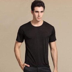100% Silk Men’s T-Shirts Top Short Sleeve Round Neck undershirt plus size HY006