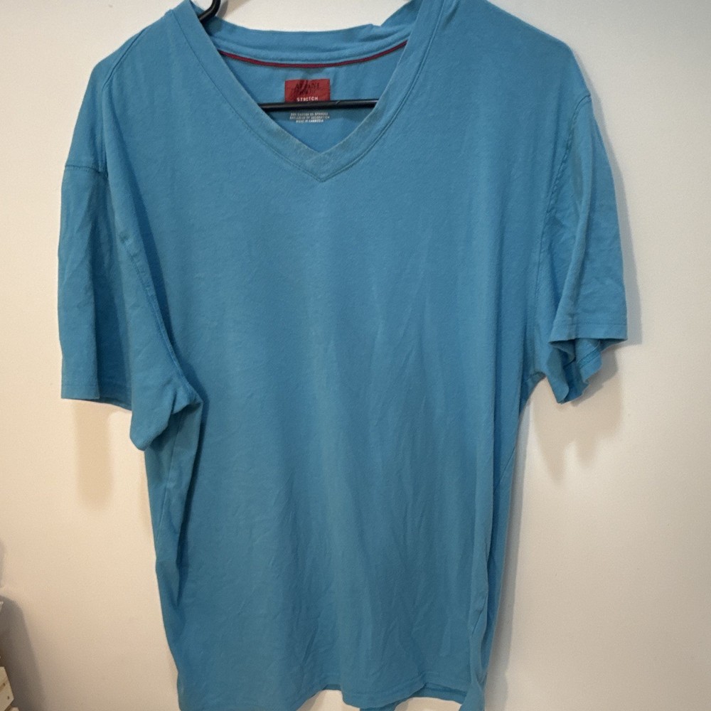 Alfani Men’s Blue Solid Cotton/Spandex Knit Stretch Slim Fit V-Neck Tee XL