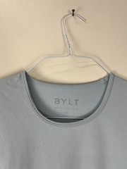 Bylt Drop Cut Lux Pocket Shirt S/S Mens Lt Blue Stretch Performance Basics Large