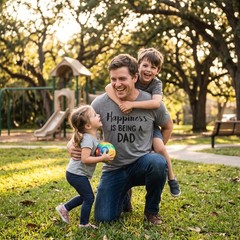 Mens Happiness Is Being a Dad Perfect Fathers Day Family Proud Parent T shirt