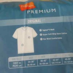 NEW Hanes Premium Men’s Tagless Original Fit V-Neck T-Shirt 7-Pack White Size S