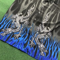 Vintage Flames Shirt Mens XL Black 90S Y2K Fire Button Up Trailer Park Boys