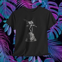 Gothic Engraving Creature T-Shirt Dark Academia Bat Wing Surreal Art Graphic Tee