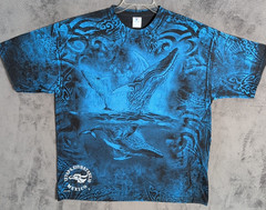 Ocean Whales Shirt Adult 2XL XXL Blue Graphic All Over Screen Print Mens