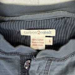 Carbon 2 Cobalt Henley Shirt Mens Large Gray Long Sleeve Button Pullover