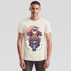 Santa Claus Motorcycle Christmas Mens T-Shirt Holiday Graphic Tee