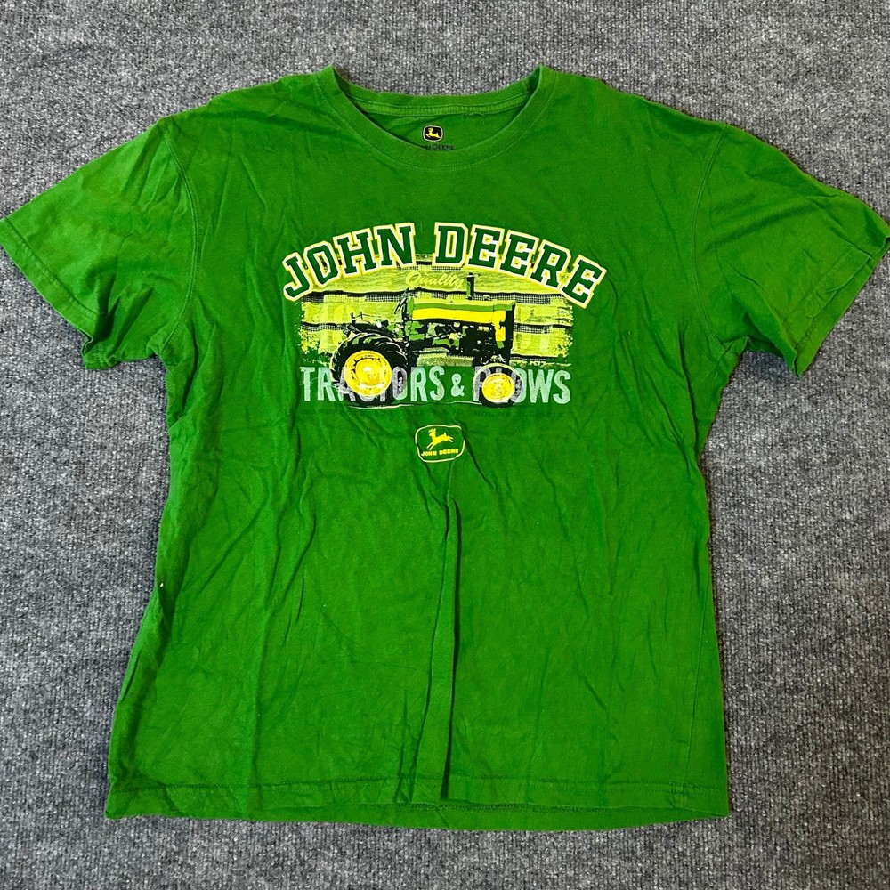John Deere T-Shirt Mens Size L Green Graphic Tractor Logo Short Sleeve Tee