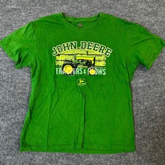 John Deere T-Shirt Mens Size L Green Graphic Tractor Logo Short Sleeve Tee