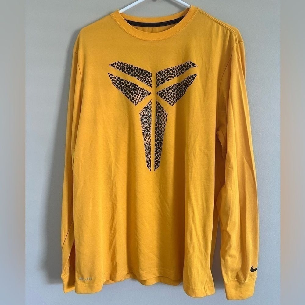 Mens Yellow Kobe Bryant Black Mamba Dri-Fit Long Sleeve Tshirt