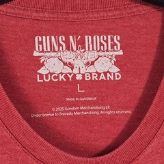 LUCKY BRAND Guns n Roses Mens Large Red Distressed Casual Music Rock Metal NWT
