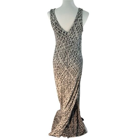 Geometric Lines Maxi Dress Sleeveless Cabo San Lucas Size Medium Soft Rayon
