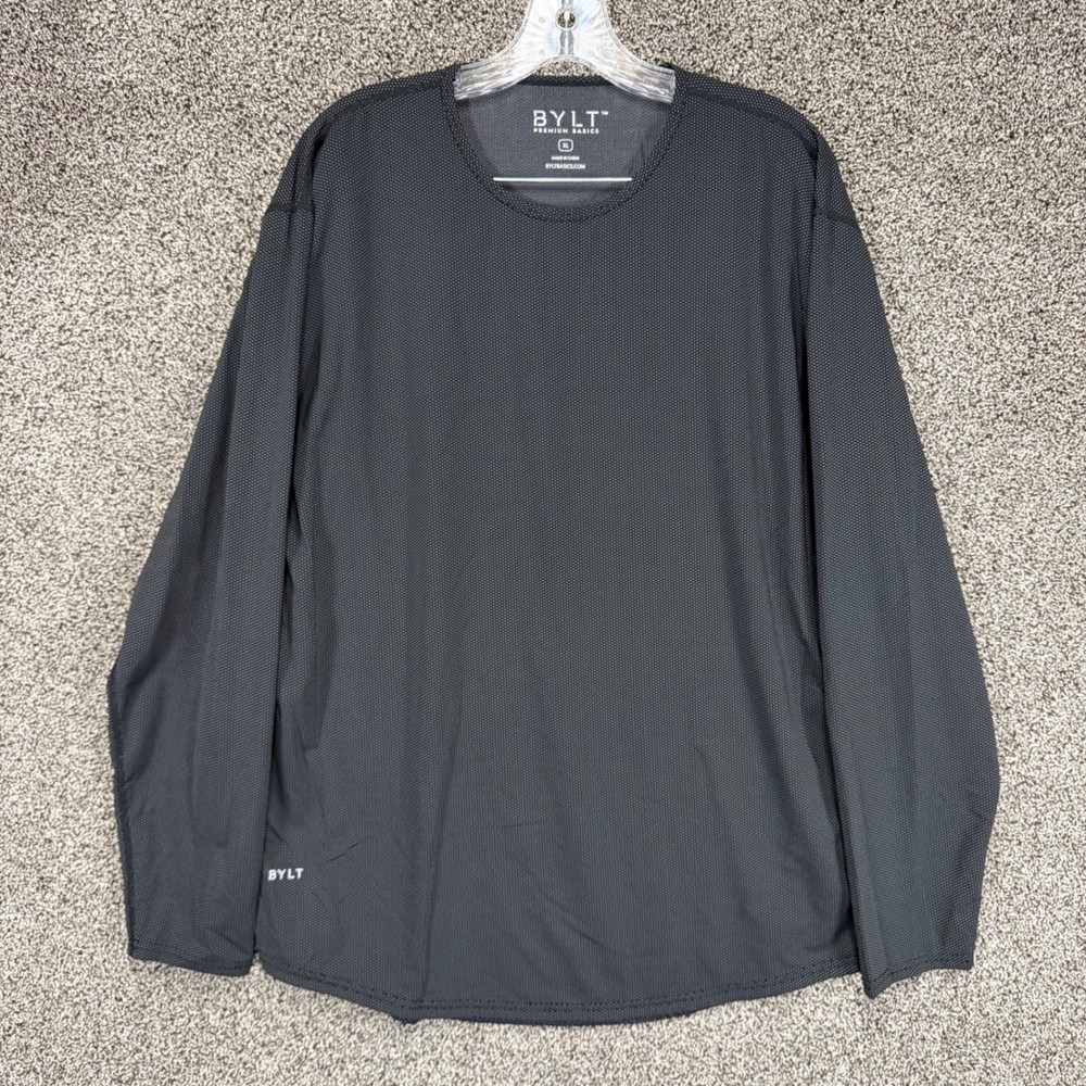 BYLT Premium Basics Shirt Mens XL Black Pulse Long Sleeve Performance Stretch