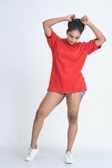 NWT Cotton Crew Neck Oversized Unisex T-Shirts Color Red Size S, M, L, XL, XXL