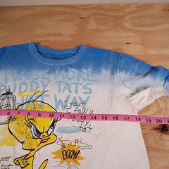 Looney Tunes Tweety Bird Graphic T-Shirt Size Small S Blue White Tie Dye Tee