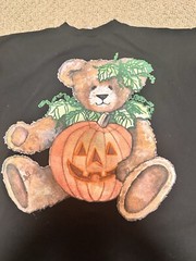 Vintage 90s HALLOWEEN TEDDY BEAR T-Shirt XL Cartoon Pumpkin Jack o’ Lantern
