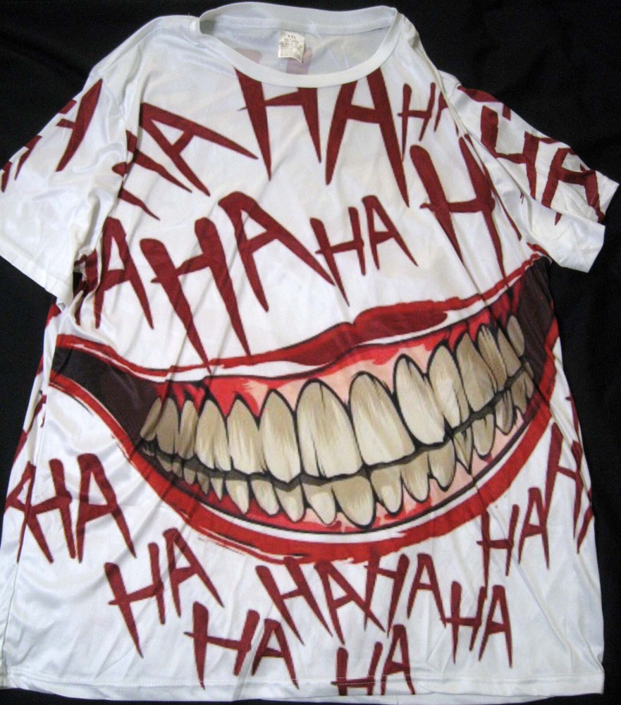 HA HA HA The JOKER ® Batman ® Yellowed Teeth Smile – White – XXL – T Shirt – New