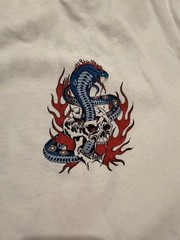 AllSaints Men’s L White Relaxed Fit Snake Skull Graphic Logo Crew Neck T-Shirt