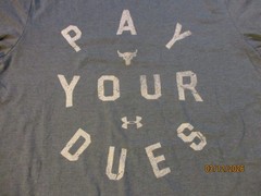 THE ROCK PAY YOUR DUES DWAYNE JOHNSON BRAHMA BULL UNDER ARMOUR L/S T-SHIRT SM