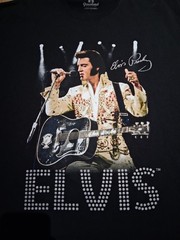 ​Official Graceland Elvis Presley Graphic Tee Black Rhinestone Bling Shirt…