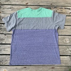 District Shirt Mens 4XL Tri-Blend Color Block Crewneck Tee Kelly/Grey/Navy