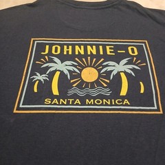 johnnie-O Dawn Patrol Graphic T-Shirt Mens Size M Navy Blue Pocket NWT