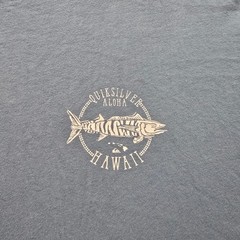 Quiksilver Tshirt Mens XL Blue Aloha Hawaii Fish Print Beach Casual Surfer
