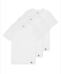 3 Pack Hurley Mens Classic Fit T-Shirt Ultra Soft Tag Free White Medium 38″-40″