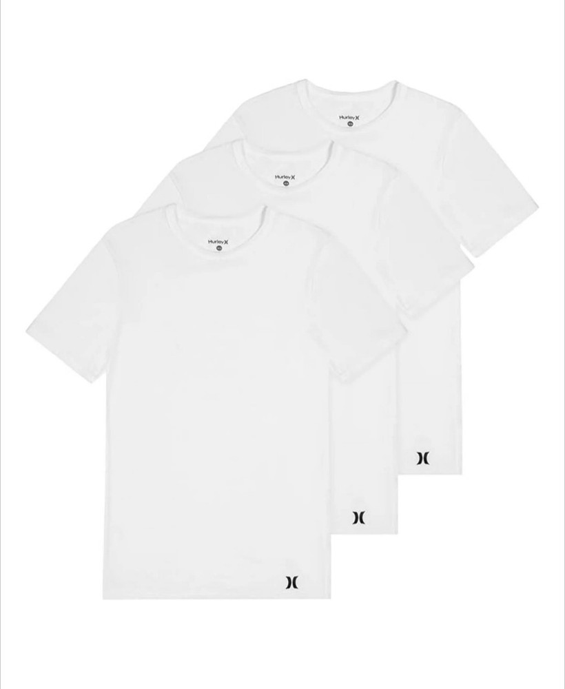 3 Pack Hurley Mens Classic Fit T-Shirt Ultra Soft Tag Free White Large 42″-44″ L