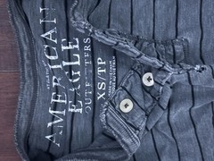 American Eagle Men’s Gray/Black Striped Henley Button T-Shirt Short Sleeve XS