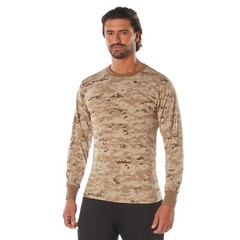 Desert Digital Camouflage Long Sleeve Tee Shirt Mens Camo Cotton T-Shirt